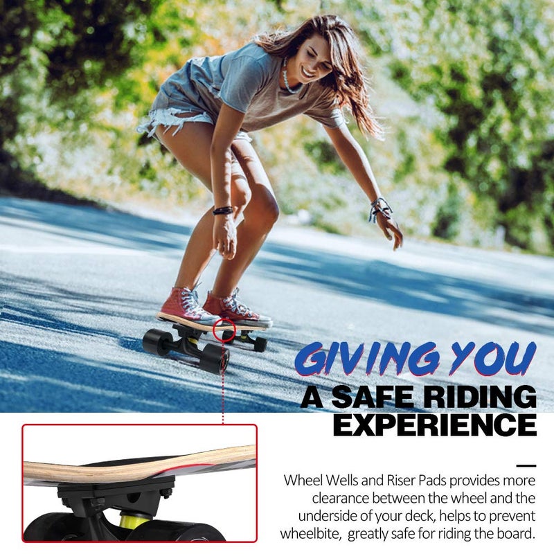 BELEEV لوحات التزلج BELEEV للمبتدئين، لوح تزلج كامل بطول 27 بوصة للأطفال والمراهقين والبالغين، لوح مزدوج من خشب القيقب الكندي 7 طبقات مع تصميم مقعر للحيل (أسود) - Image 3